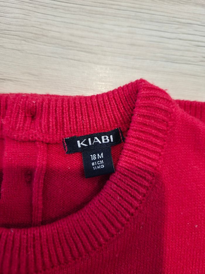Pull de Noël en laine rouge avec renne, Kiabi, 18 mois - photo numéro 3