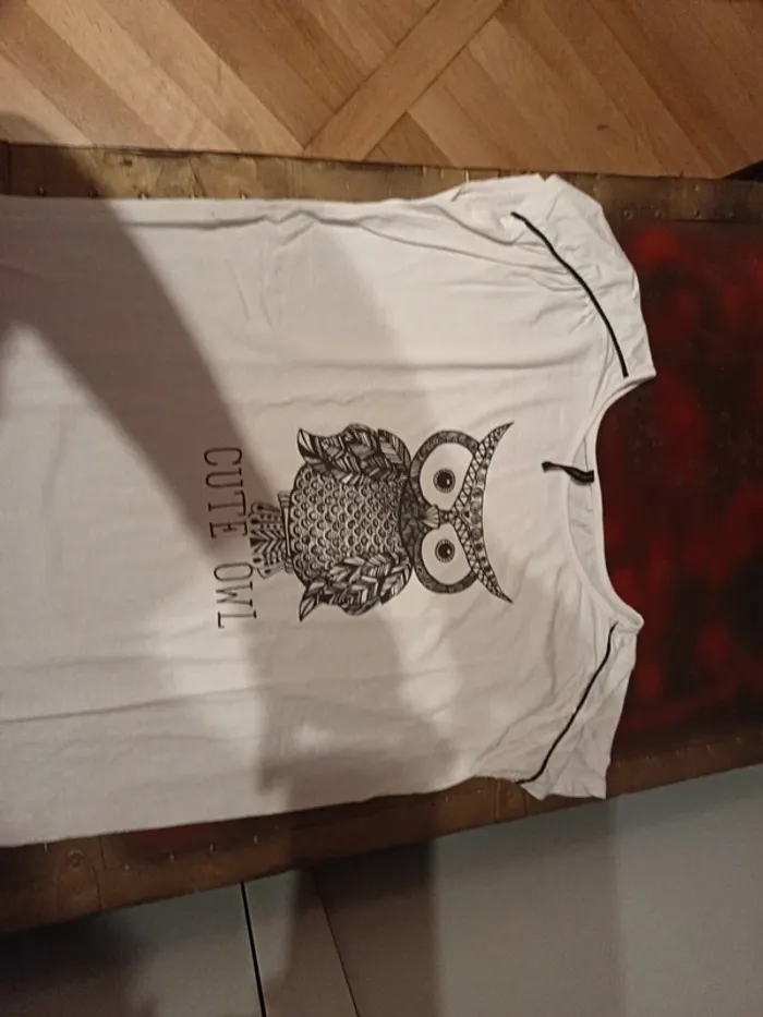 Tee-shirts femme blanc dessins chouette - photo numéro 2