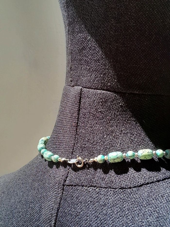 Collier bijoux été en perles bleues vertes - photo numéro 5