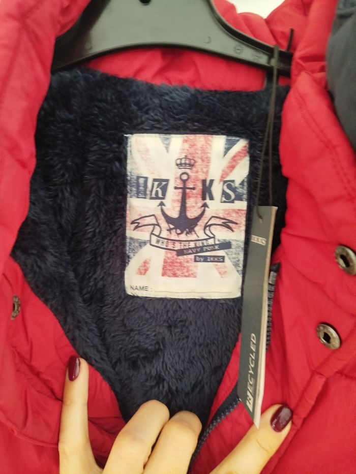 Doudoune rouge moyen fourrée à capuche navy garçon IKKS 14 ans - photo numéro 6