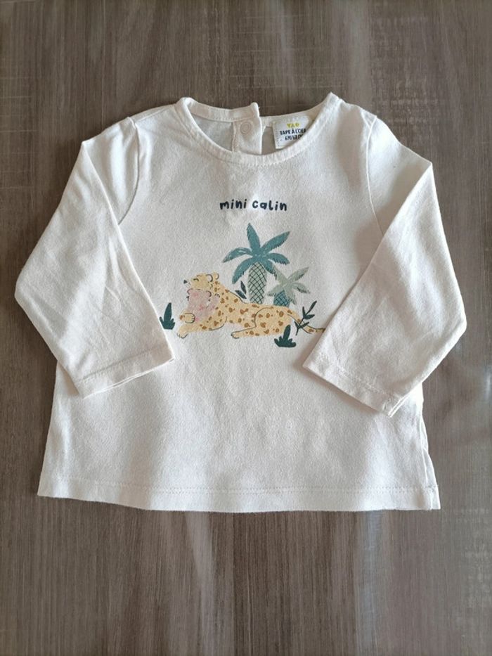 Ensemble T Shirt manches longues/ pantalon gris Obaibi 6 mois - photo numéro 2