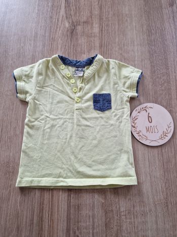 Joli T-shirt/Polo Bébé Garçon 6 Mois - Tape à l'Œil - Vert Pâle/Citronné