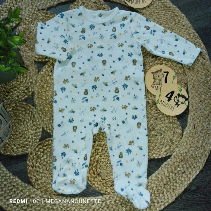 🌿 Grenouillère Bébé Mes Petits Cailloux Thème Jungle Savane 🌿Taille 9 mois / 74 cm - photo numéro 2
