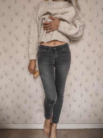 Jegging femme gris XS Calzedonia vintage taille basse