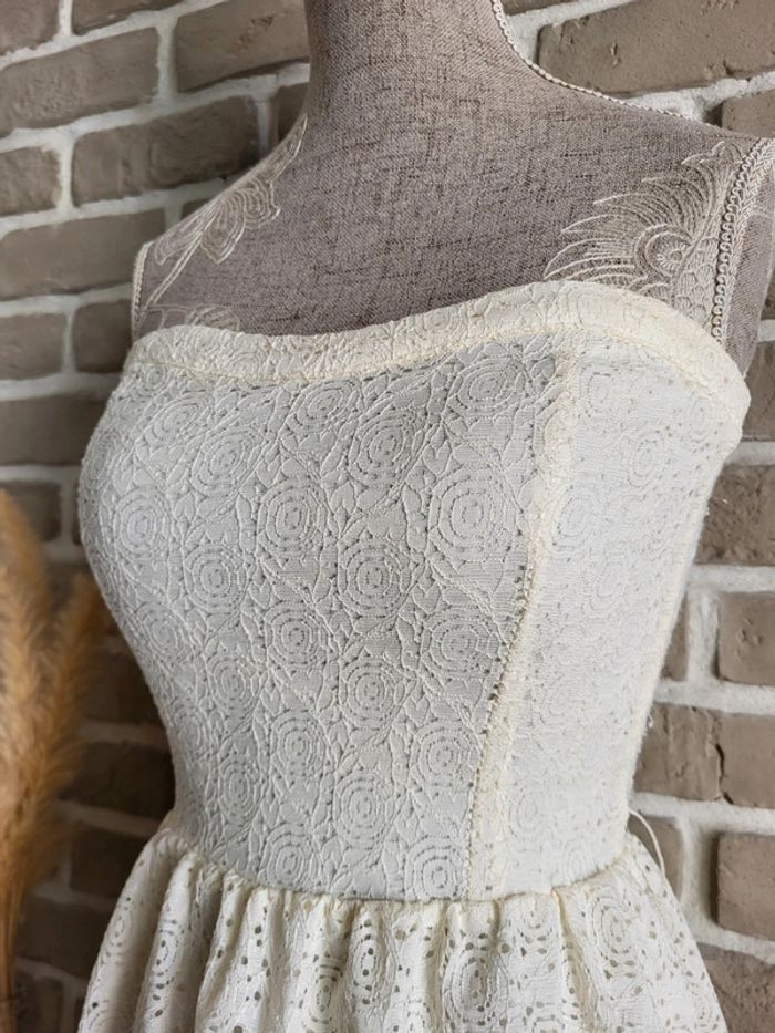 Robe bustier à dentelle blanc ivoire Cache Cache - romantique raffiné - photo numéro 5