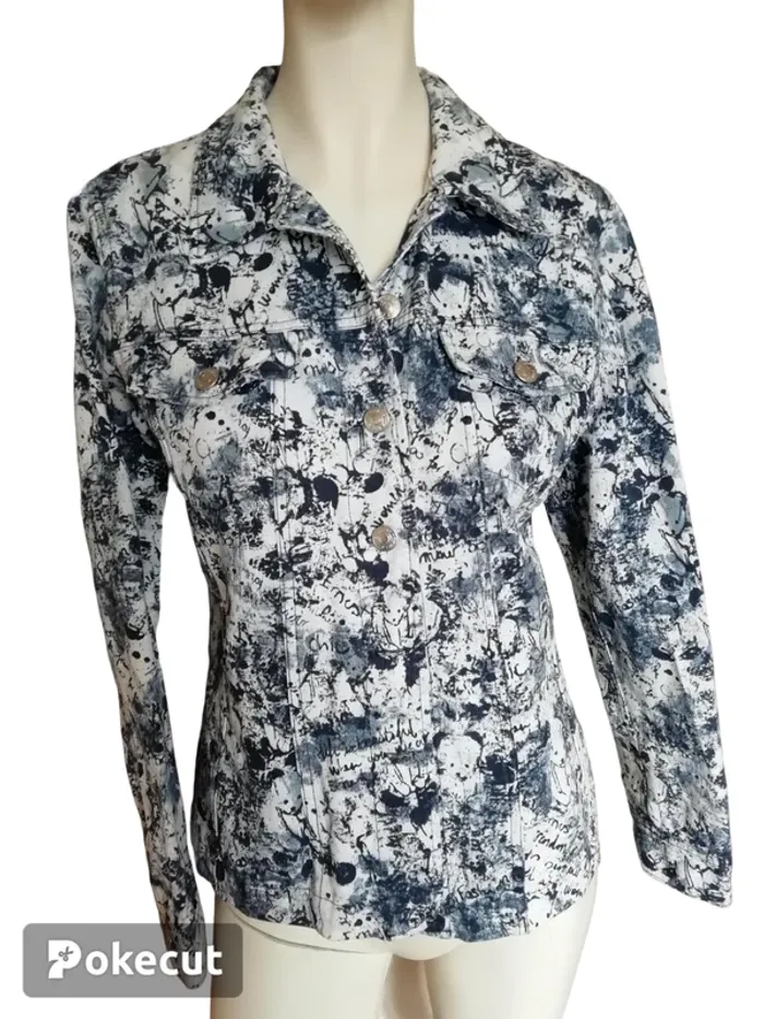 Veste jacket jean blanc white blue navy bleu Ernest