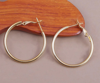 Créoles rondes 30 mm dorées à l'or fin 14 carats