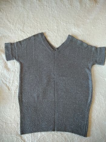 Pull gris pailleté argent