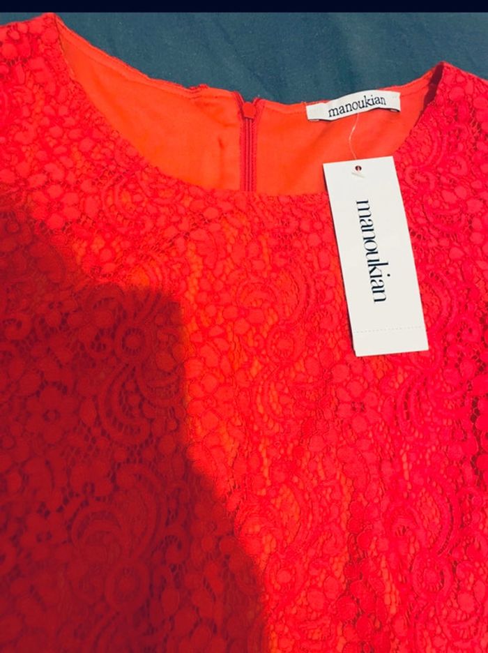 Robe d’été  corail en dentelle Manoukian taille 3 - photo numéro 3