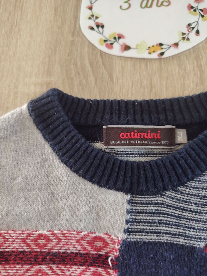 Pull en coton et angora garçon 3ans catimini tbe - photo numéro 2
