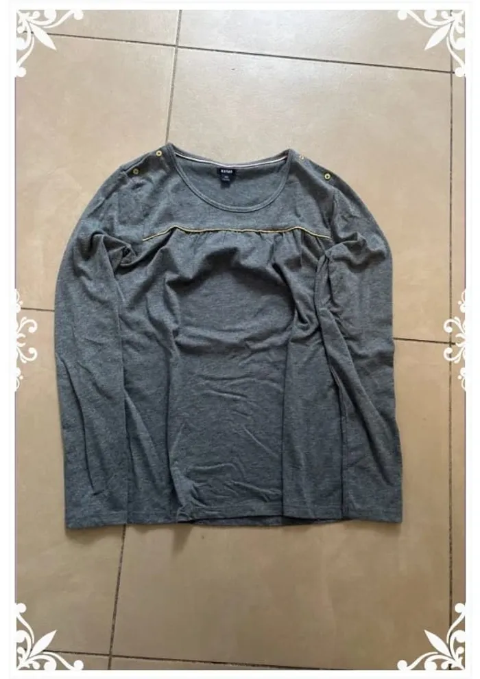 T-shirt manches longues enfant fille gris taille 12 ans Kiabi - photo numéro 3