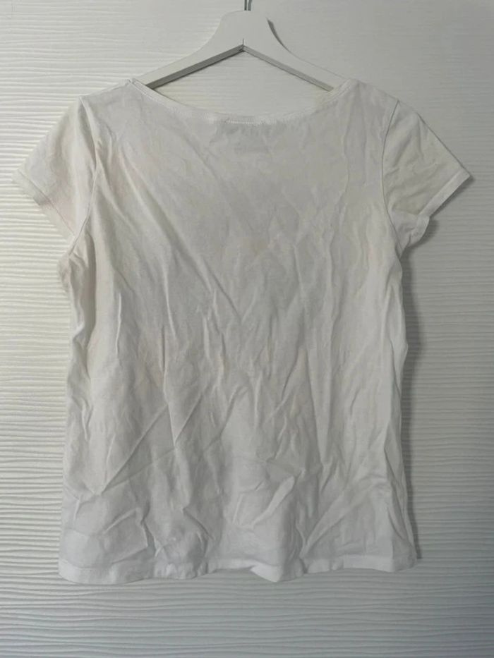Haut t-shirt blanc coloré motifs imprimés chien manches courtes col rond - photo numéro 5