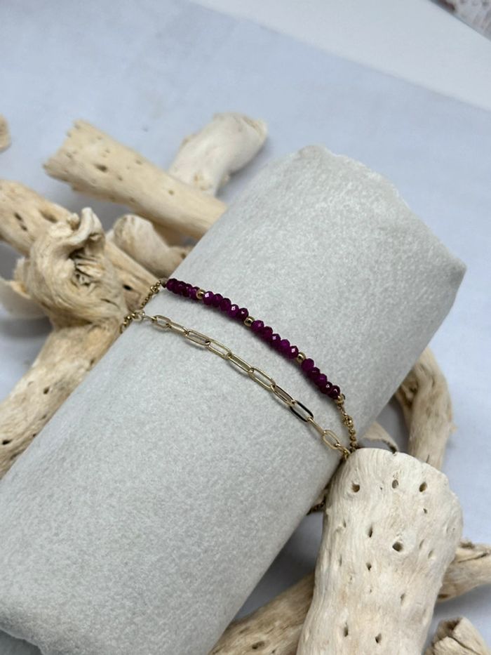 Bracelets plusieurs rangs en acier or et pierre cristal multicolore - photo numéro 4