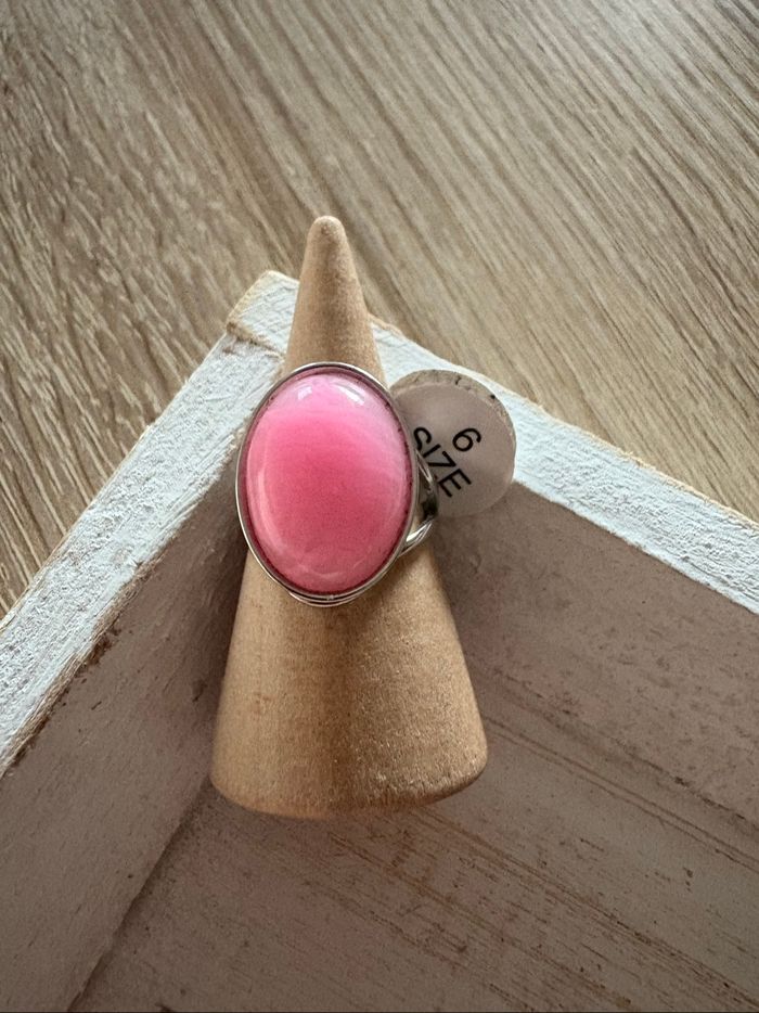 Bague argentée rose  T6