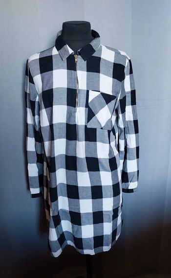 Robe chemise carreaux gris