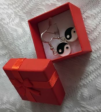 Paire de boucles d'oreilles creative Yin yang a trou