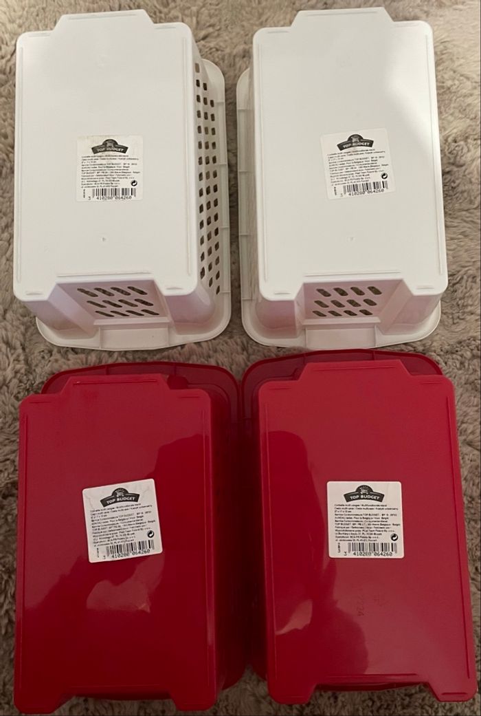 Lots 4 Paniers Des Rangement Rouge Blanc - photo numéro 3