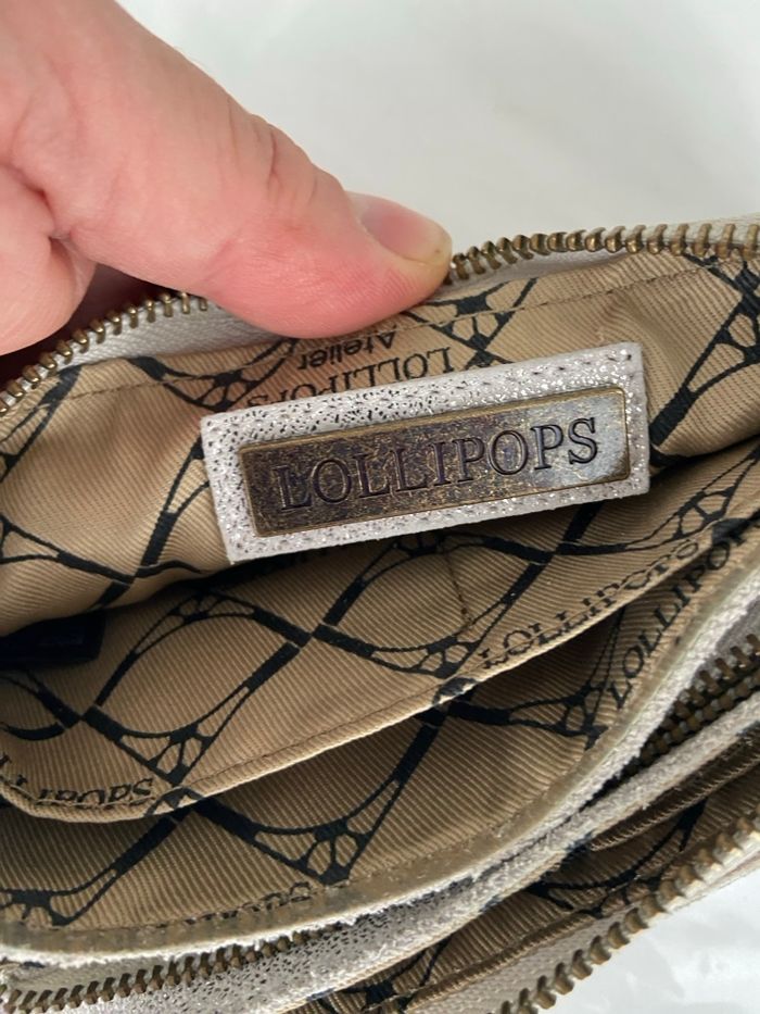 Portefeuille / Pochette Lollipops Atelier - Cuir Irisé Champagne / Argent - photo numéro 7