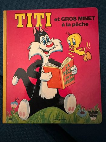 Livre carton ancien Titi et Gros Minet à la pêche Whitman album Warner Bros
