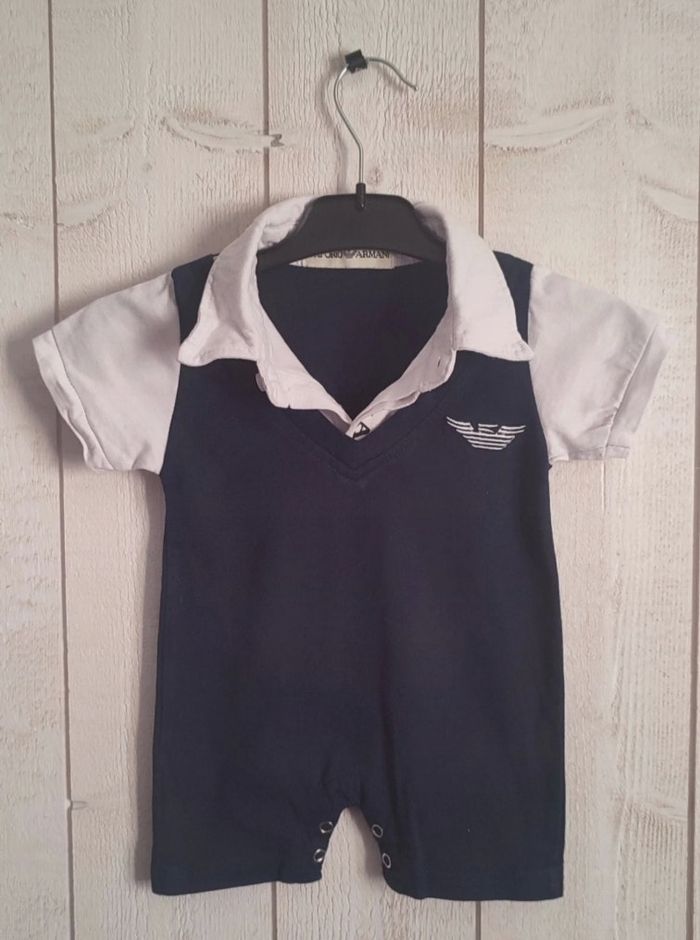 Barboteuse été bleu marine et blanche taille 3-6 mois