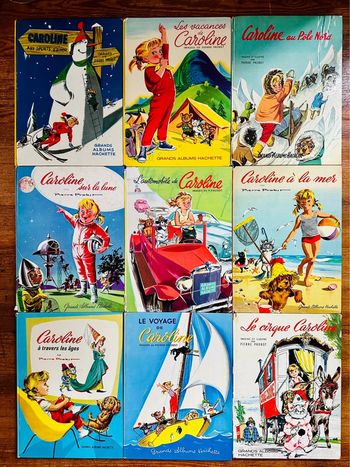 Lot de 9 Grands Albums Hachette Caroline livres anciens années 60 premières éditions