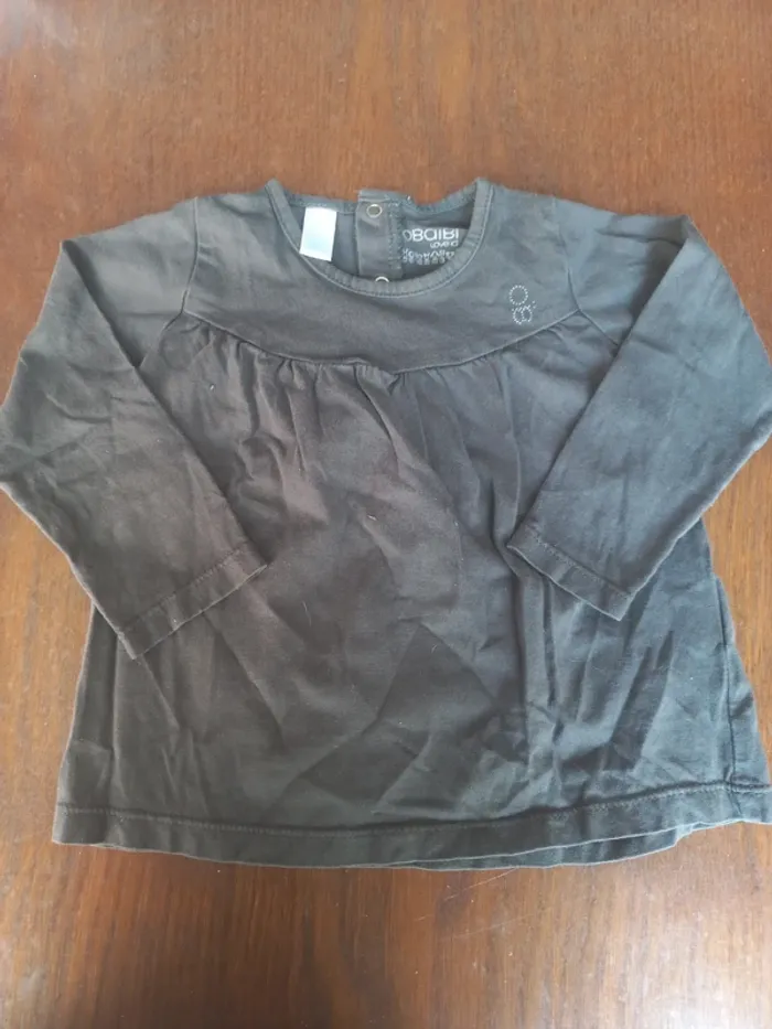 T-shirt gris manches longues Obaïbi 12mois 74cm