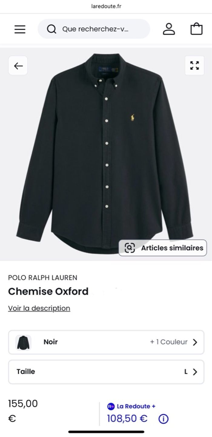 🖤 Chemise Homme Ralph Lauren Neuve Noire Logo Coloré - Taille L/40 - photo numéro 6