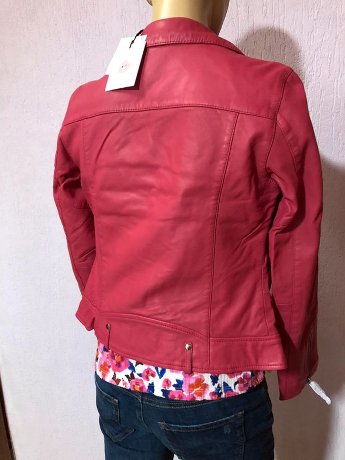 Veste en cuir rose Fuchsia - n e u v e - photo numéro 4