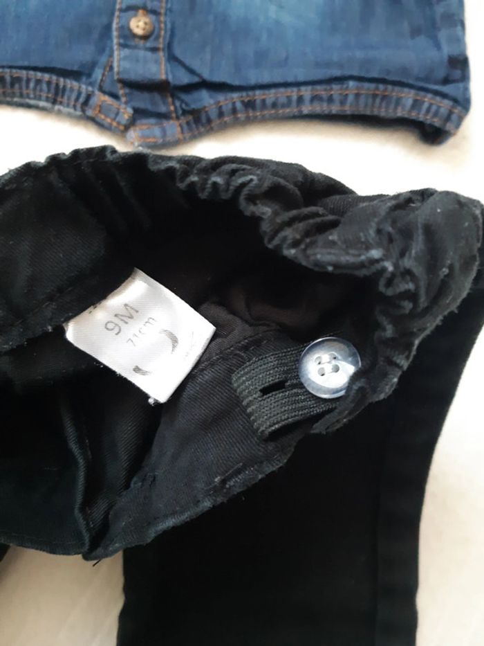 Tenue chemise en jean et pantalon noir 9 mois - photo numéro 6