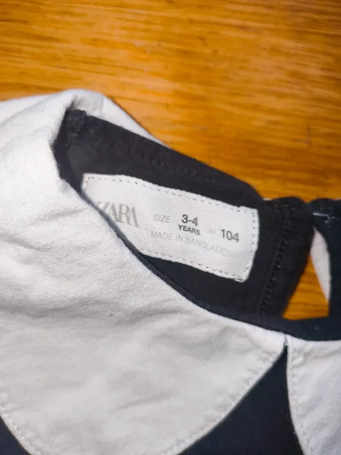 Haut blouse manches longues col claudine noir blanc 3 4 ans Zara - photo numéro 3