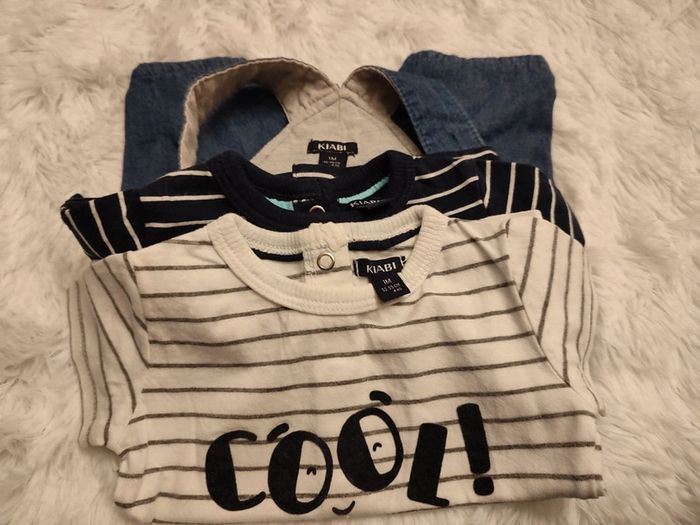 Ensemble 1 mois :  Salopette + 2 Teeshirts _ Kiabi - photo numéro 3