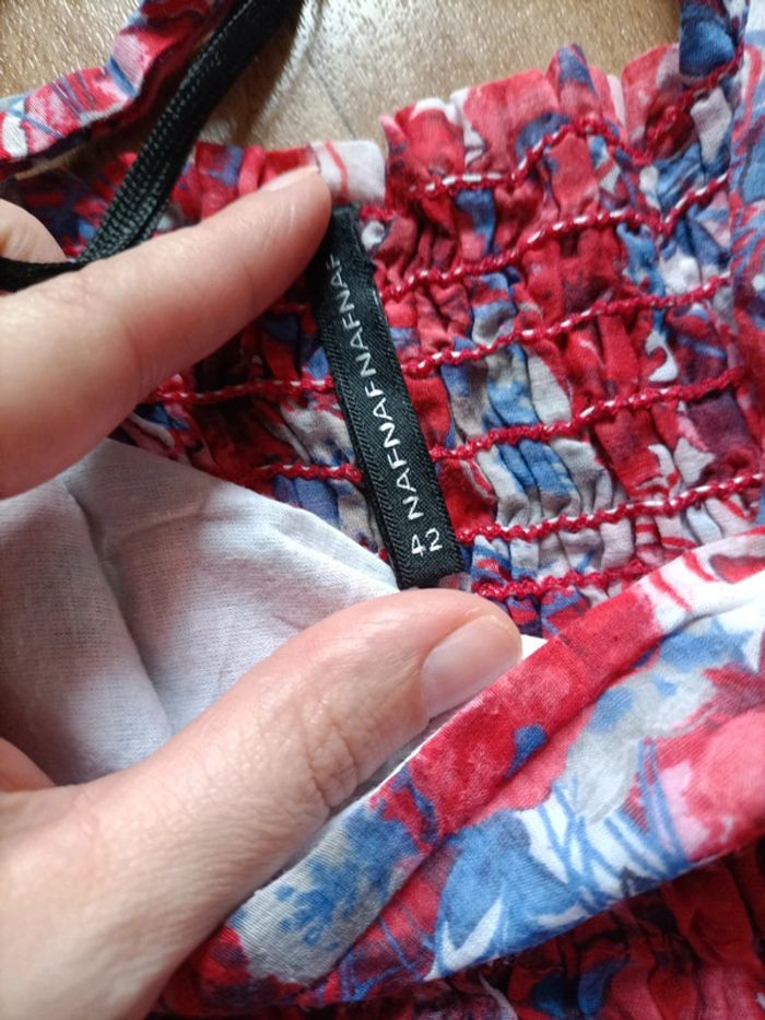 Robe Naf Naf rouge et bleue à volants taille s - photo numéro 4