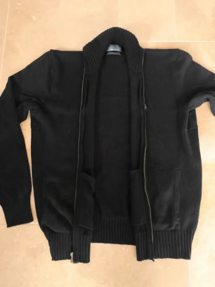 Pull full zip camionneur Polo Ralph Lauren Homme M Noir logo violet - photo numéro 9