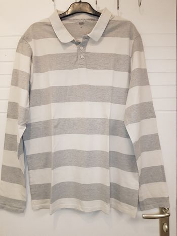 Polo rayé blanc/gris