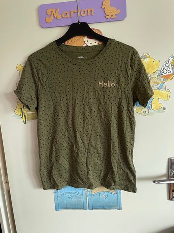Tee shirt à manches courtes kaki à motifs, taille 14 ans, marque Gemo