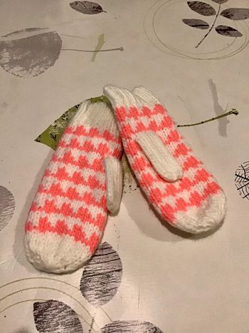 Paire de moufles taille unique adulte blanche et rose