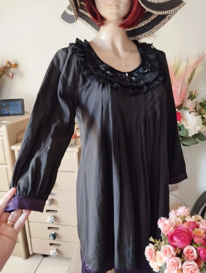 💕Robe Évasée Satin,Froufrous & Sequins T34/36💕 - photo numéro 12