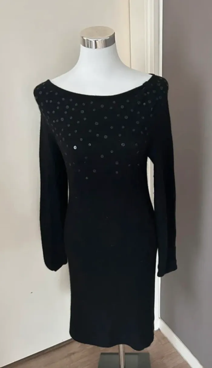 Promod, robe pull femme, taille 38 en laine noire