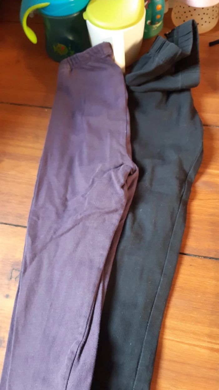 Lot 8 leggings long mi long cycliste 3 ans neuf bon état noir gris violet Tao okaidi - photo numéro 4