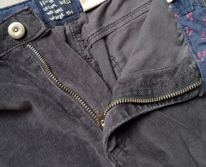 Pantalon slim velour bleu Marine Zara - photo numéro 5