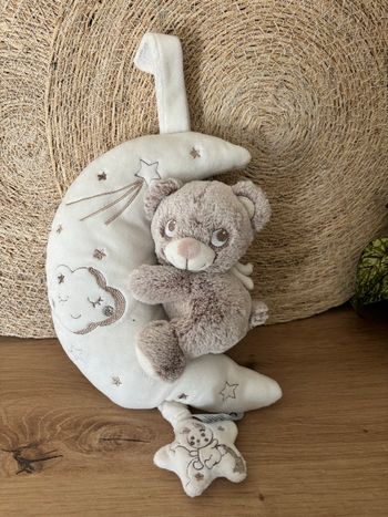 Doudou lune musical ours beige blanc nicotoy simba toys