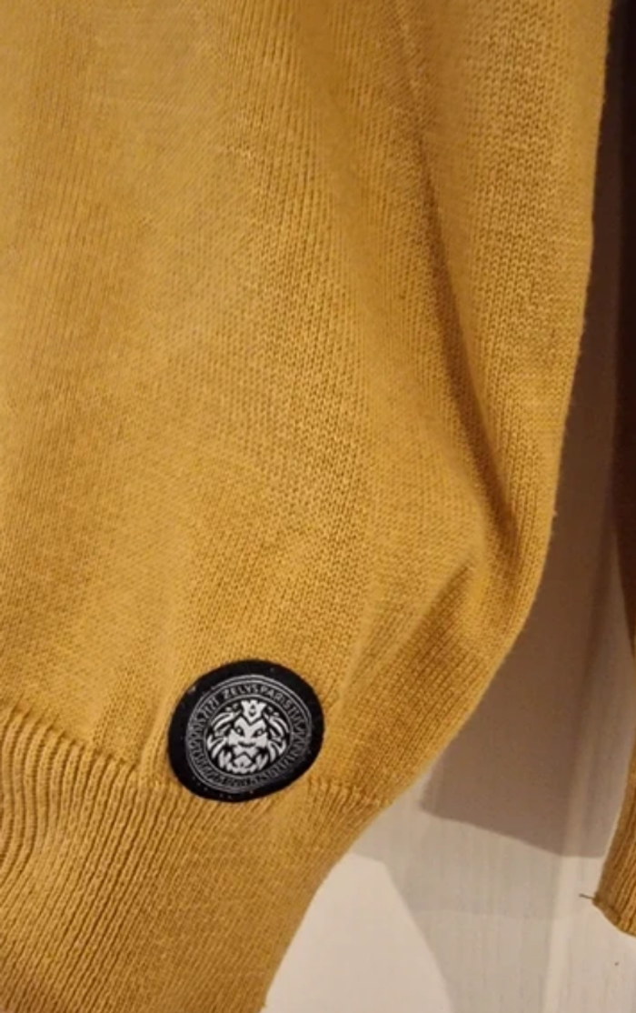 Pull Col Roulé Zelys Paris Moutarde Doré – Taille S – Coton/Viscose – Logo Lion – Excellent État - photo numéro 3