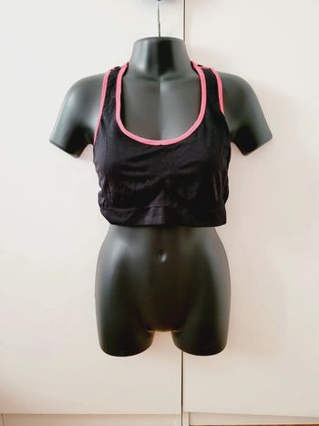 Haut sport brassière top Kaytan noir rose renforts poitrine taille L 40 activité yoga fitness