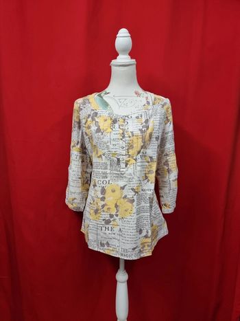 Armand Thiery blouse motif floral jaune * taille 4 *