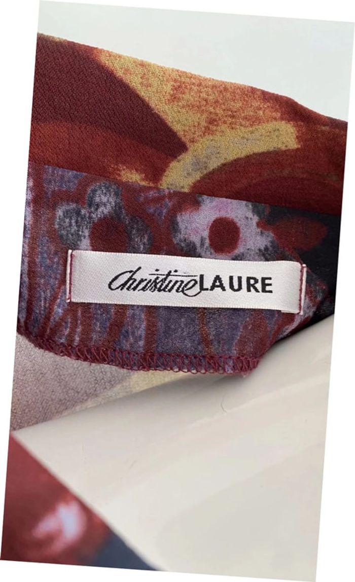 Chemisier rouge fleuris Christine Laure taille 42 - photo numéro 3