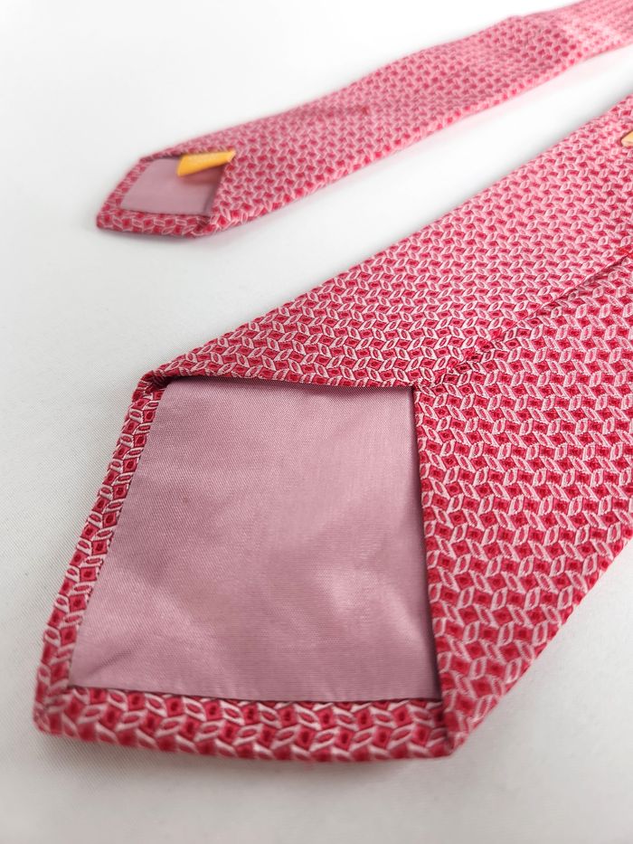 Cravate Altea Milano – 100% Soie – Micro-motifs Rouges & Blancs - photo numéro 4