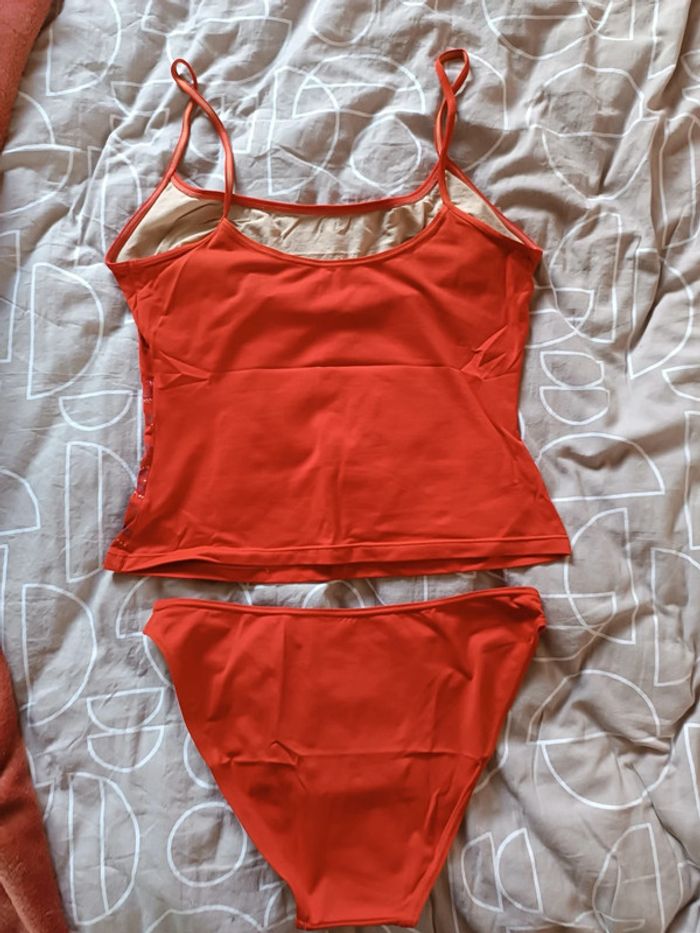 Tankini couleur orange/rouille - taille 40 - état neuf sans etiquette - photo numéro 2