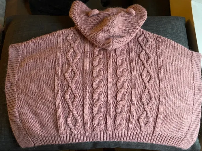 Pancho capuche fille maille rose 24m Kiabi - photo numéro 2