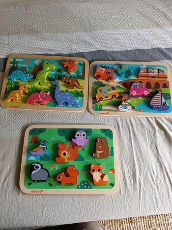 Lot 3 puzzle bois ''janod''