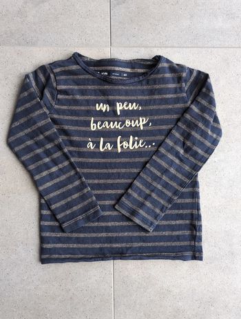 T-shirt manches longues à rayures dorées 4 ans